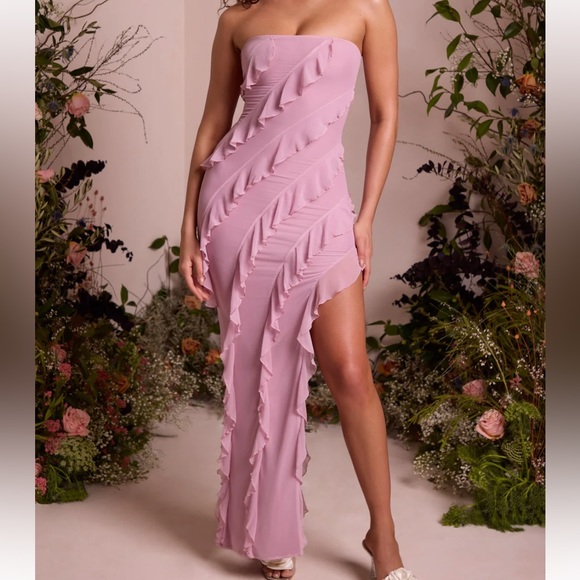 Oh Polly Strapless Maxi Dress in Dusty Pink - Picture 2 of 2